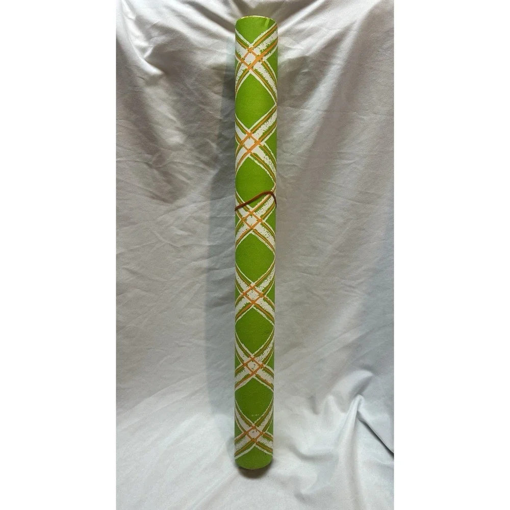 VTG 70s Green Bamboo Print Wallpaper Roll Groovy Jungle